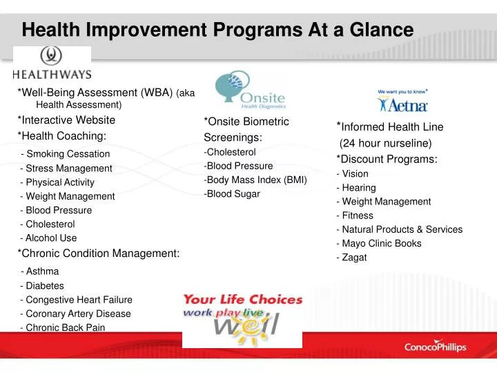 health improvement programs at a glance