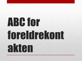abc for foreldrekontakten