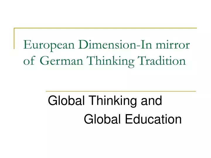 global thinking and global education