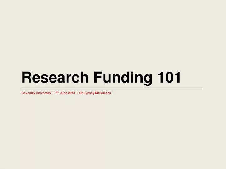 research funding 101