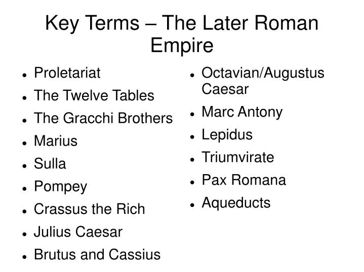 key terms the later roman empire