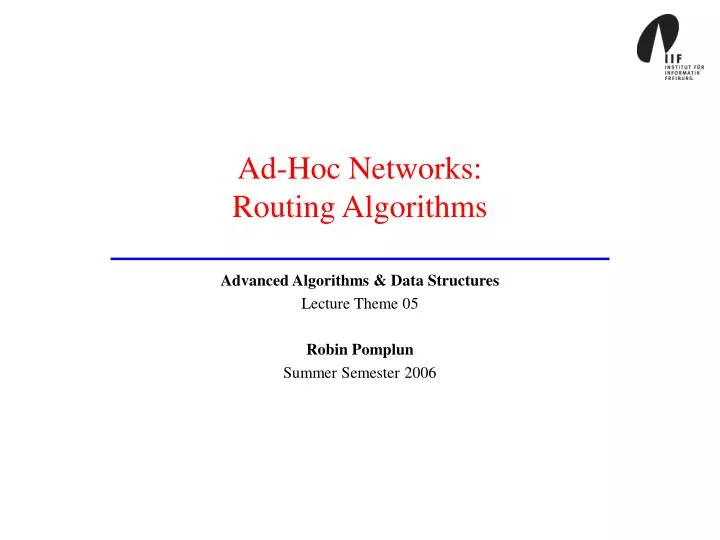 ad hoc networks routing algorithms