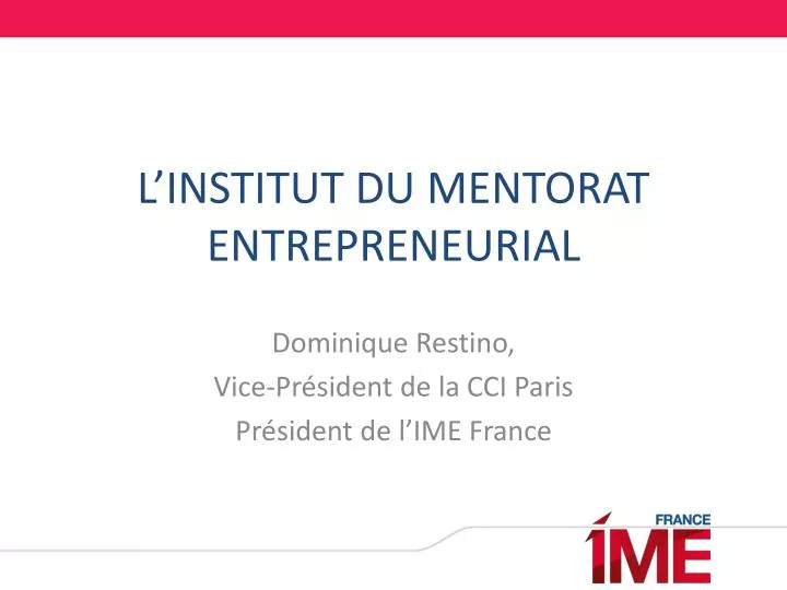 l institut du mentorat entrepreneurial
