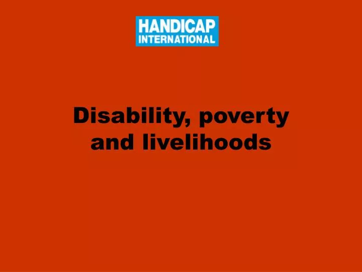 disability poverty and livelihoods