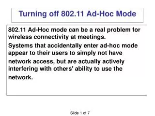 Turning off 802.11 Ad-Hoc Mode