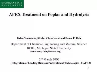AFEX Treatment on Poplar and Hydrolysis