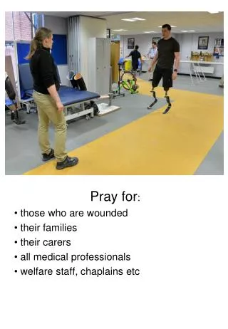 Pray for : those who are wounded their families their carers all medical professionals