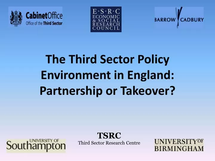 the third sector policy environment in england partnership or takeover