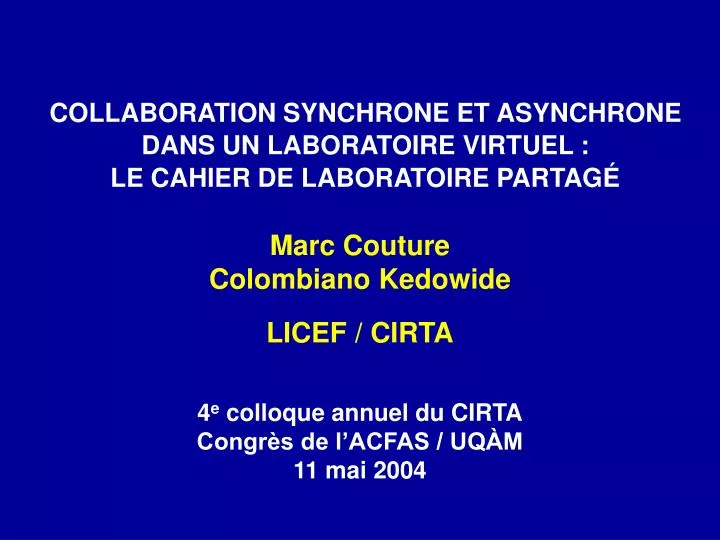 collaboration synchrone et asynchrone dans un laboratoire virtuel le cahier de laboratoire partag