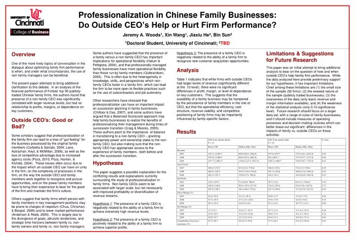 professionalization in chinese family businesses do outside ceo s help or hurt firm performance