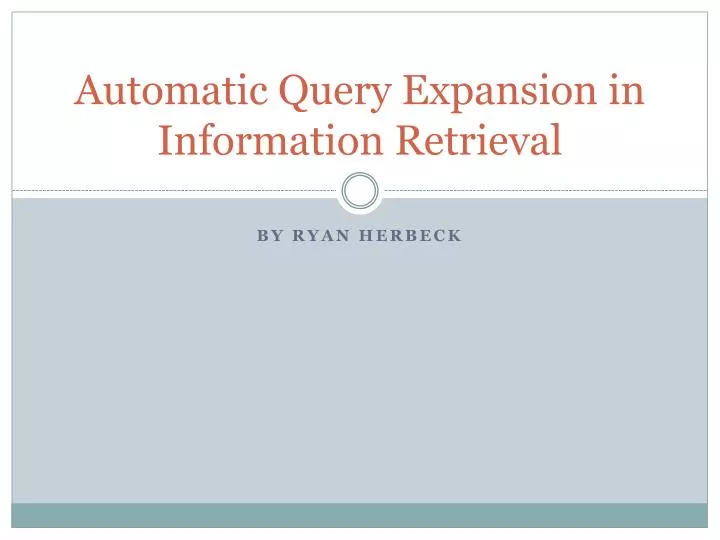 automatic query expansion in information retrieval