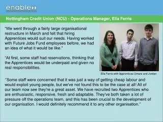 Nottingham Credit Union (NCU) - Operations Manager, Ella Ferris