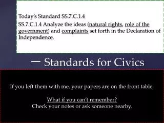 ? Standards for Civics