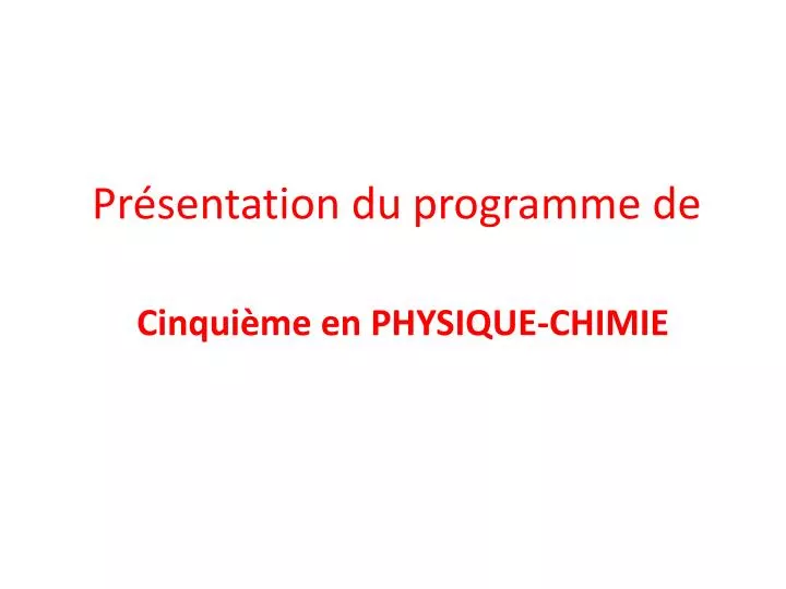 pr sentation du programme de