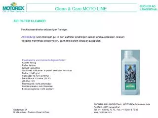 AIR FILTER CLEANER Hochkonzentrierter wässeriger Reiniger.