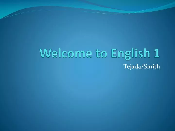 welcome to english 1