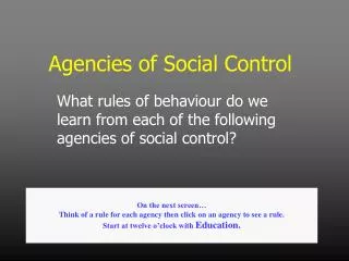 Agencies of Social Control