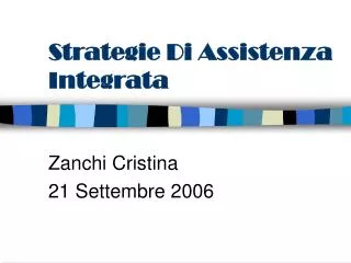 strategie di assistenza integrata