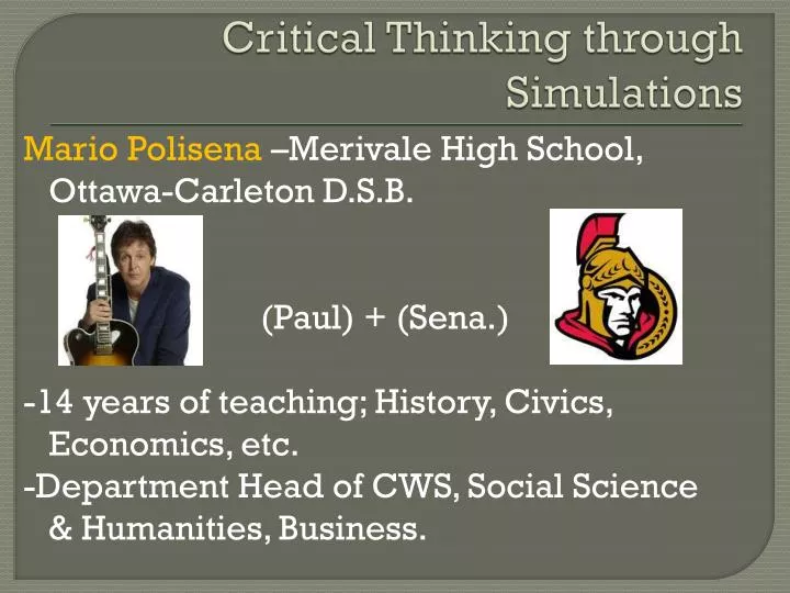 critical thinking through simulations