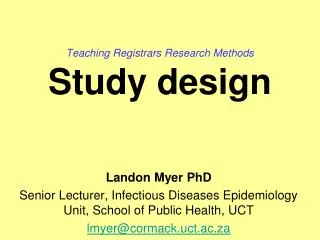 Teaching Registrars Research Methods Study design