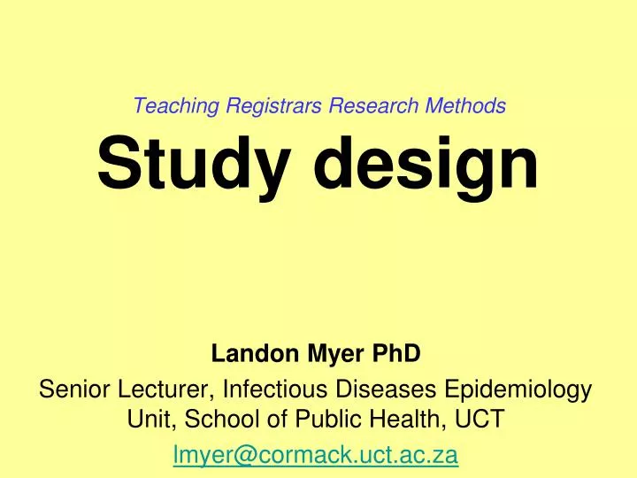 teaching registrars research methods study design