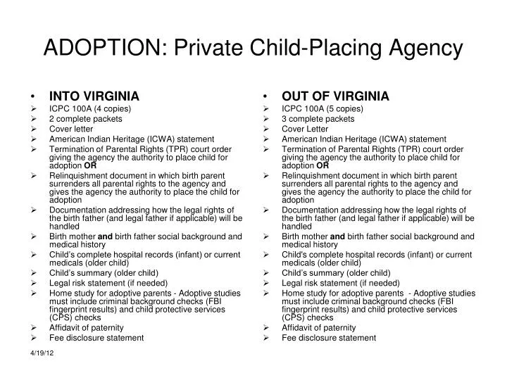 adoption private child placing agency