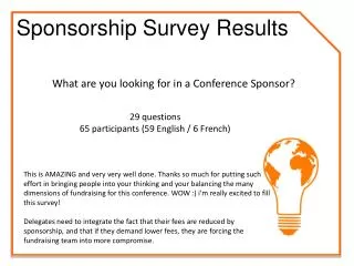 29 questions 65 participants (59 English / 6 French)
