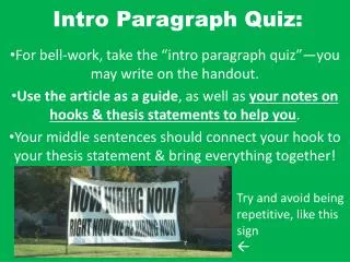 Intro Paragraph Quiz: