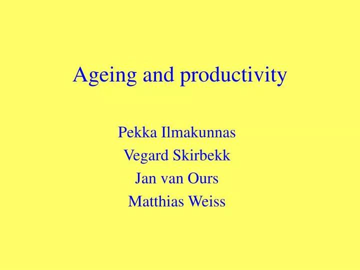ageing and productivity