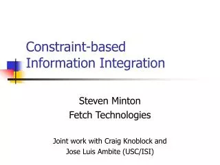 Constraint-based Information Integration