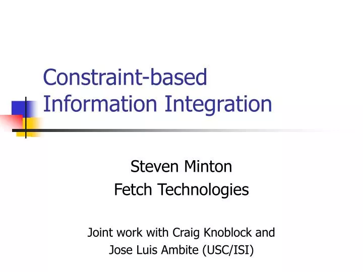 constraint based information integration