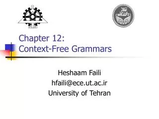 Chapter 12: Context-Free Grammars