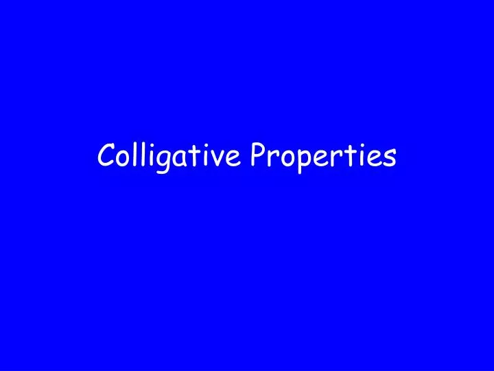 colligative properties