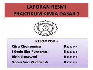 laporan resmi praktikum k i mia dasar 1