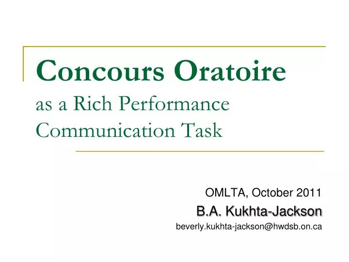 concours oratoire as a rich performance communication task