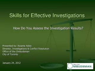 Skills for Effective Investigations