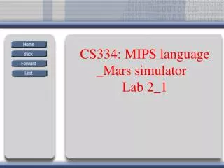CS334: MIPS language _Mars simulator Lab 2_1