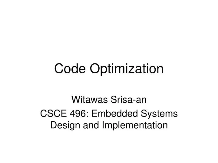 code optimization