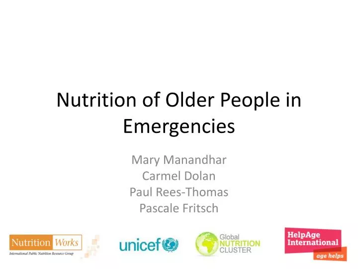 nutrition of older people in emergencies