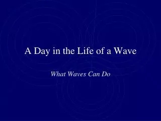 A Day in the Life of a Wave