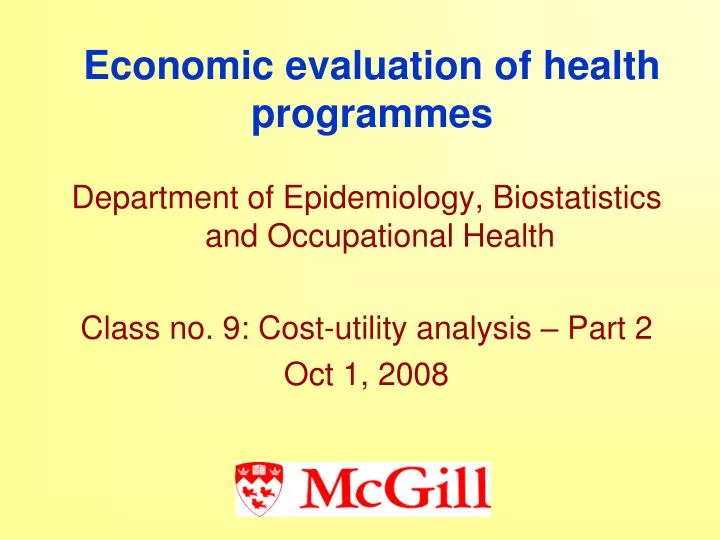 economic evaluation of health programmes