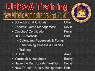 UHSAA Training