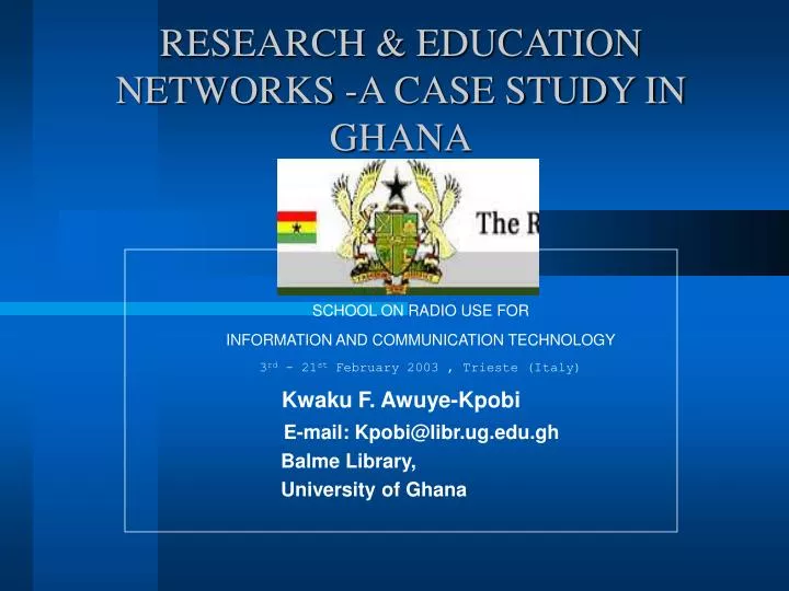 research education networks a case study in ghana