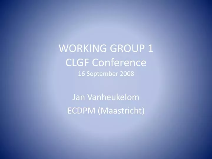 working group 1 clgf conference 16 september 2008