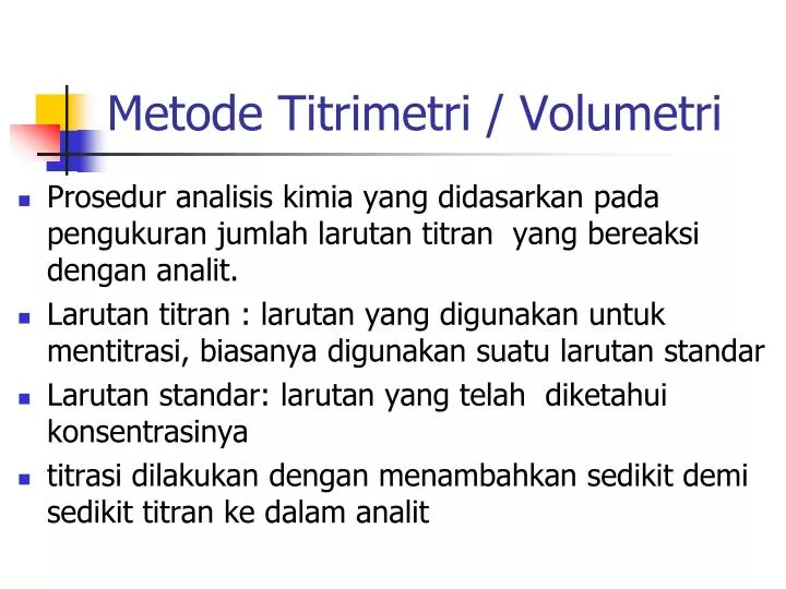 metode titrimetri volumetri