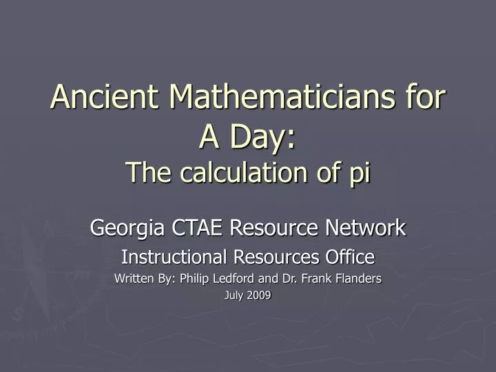 ancient mathematicians for a day the calculation of pi