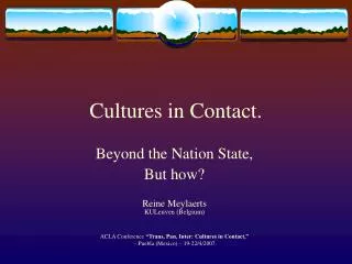 Cultures in Contact.
