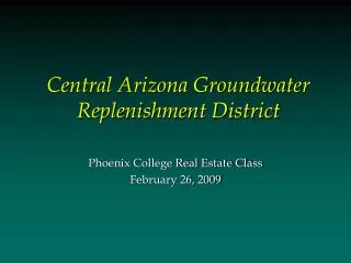 Central Arizona Groundwater Replenishment District