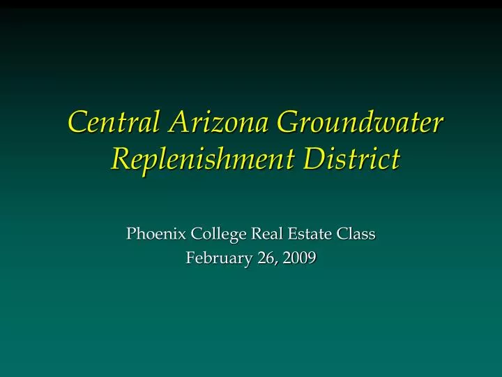 central arizona groundwater replenishment district