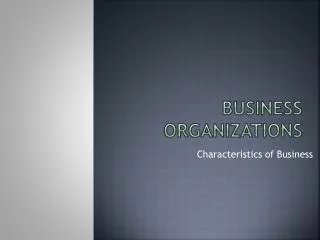 Business Organizations